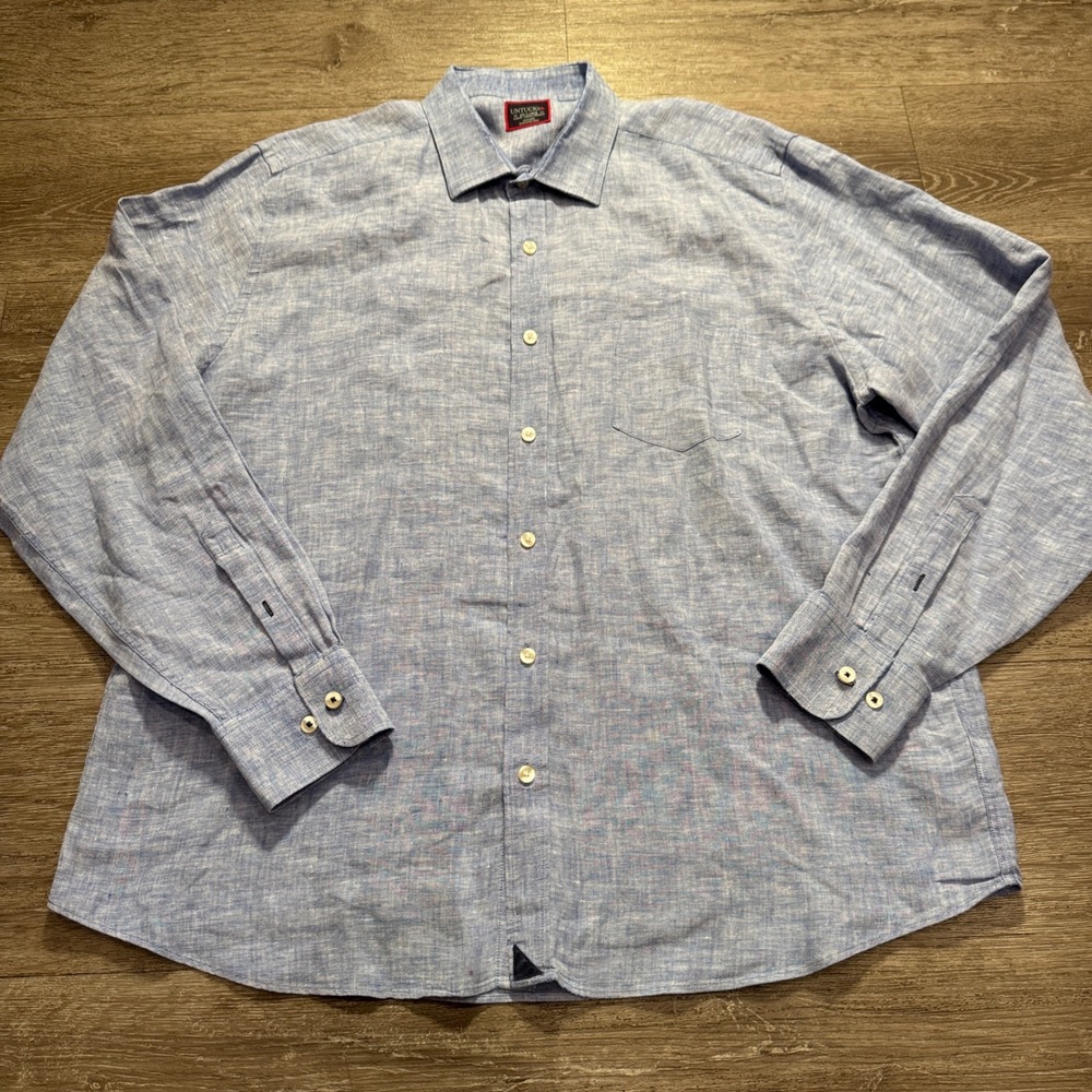 UNTUCKit Shirt Mens XXL Blue 100% Linen Slim Fit Summer Casual Breathable Travel